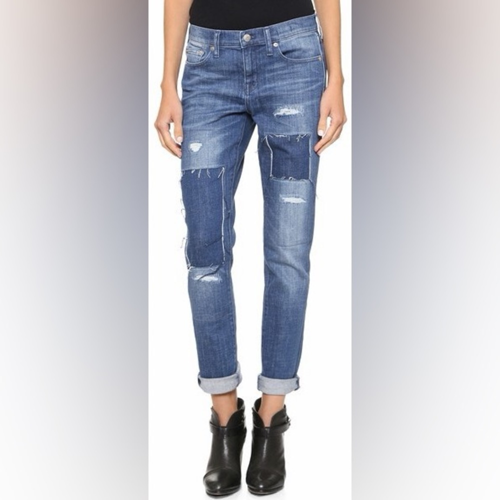 Madewell Slim Boyjean Springfield Wash Patched-Up Edition Jeans - Picture 3 of 13